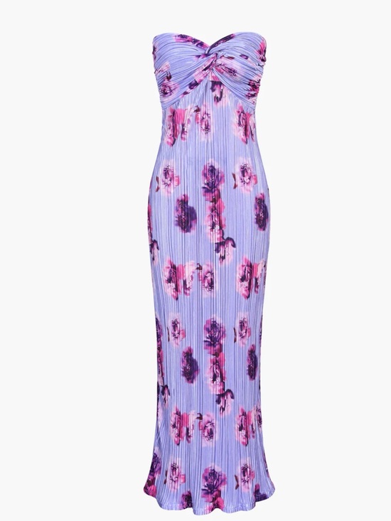 Commense Dresses & Skirts - Commense Straplessw Lavender Floral Twist-Front Maxi Dress